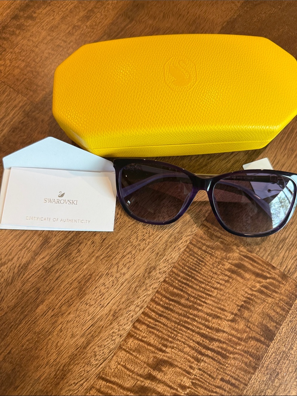 Swarovski Purple Gradient with purple gems on sides Sunglasses with Yellow Case